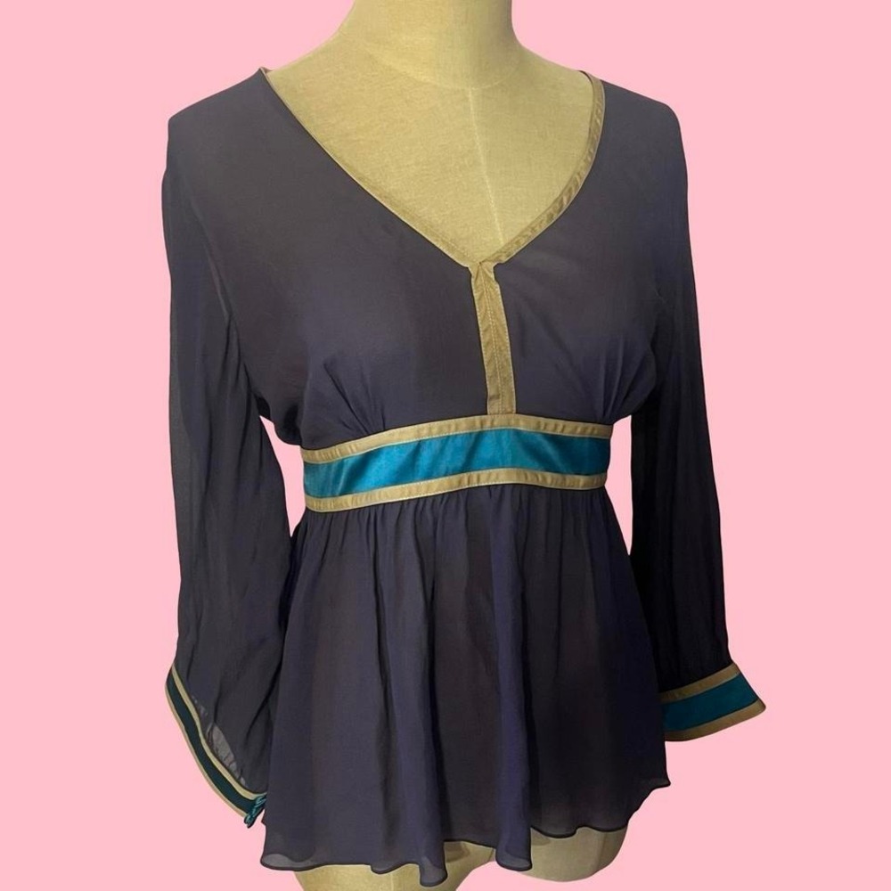 Tufi Duek Sheer Blouse Top NWT | Y2K Designer Long Sleeve | EU 44 US Large